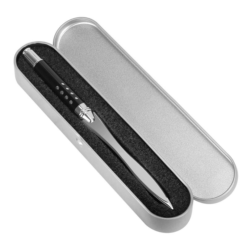 CaLeQi Handle Letter Opener knife Stainless Steel Knife Split File Envelopes Stationery Handle Portable Envelope Opener for School Home Work Uses (Mahogany gold letter opener) - Image 2